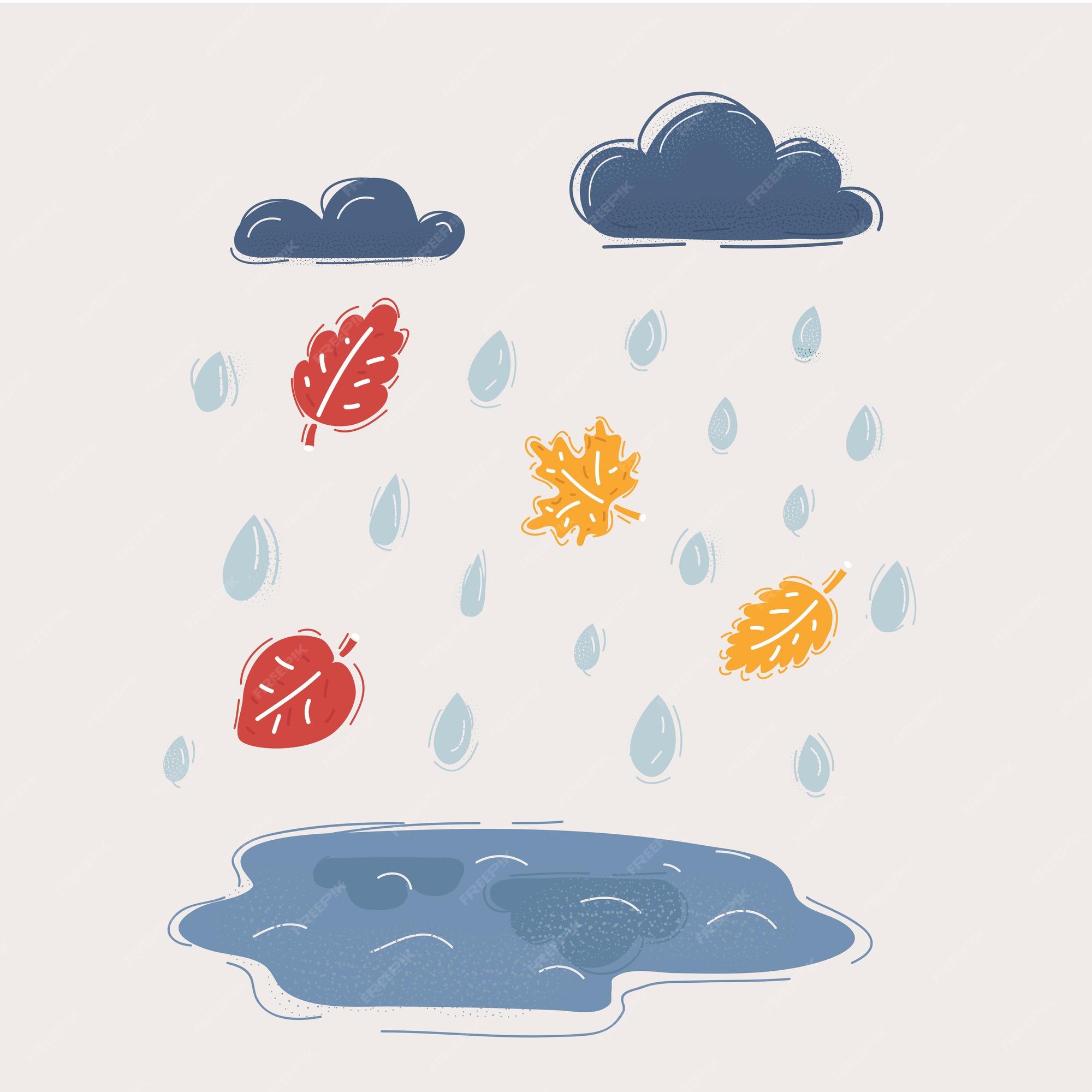 Premium Vector | Vector illustration of autumn and fall rain puddle ...