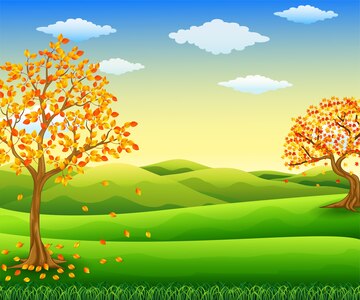 Premium Vector | Vector illustration of autumn tree with falling leaves