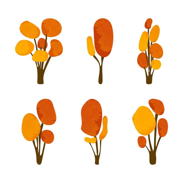 Vector illustration of autumn trees isolated on white background