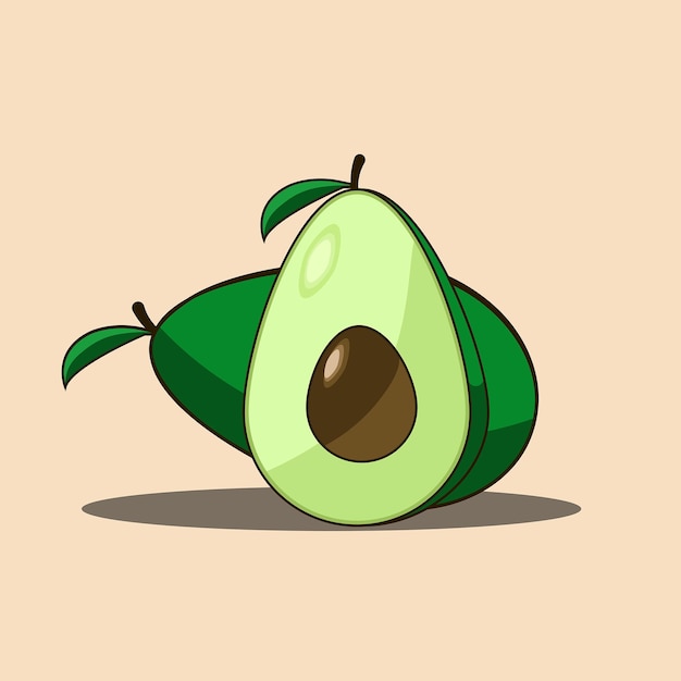 Vector illustration Avocado slice and full