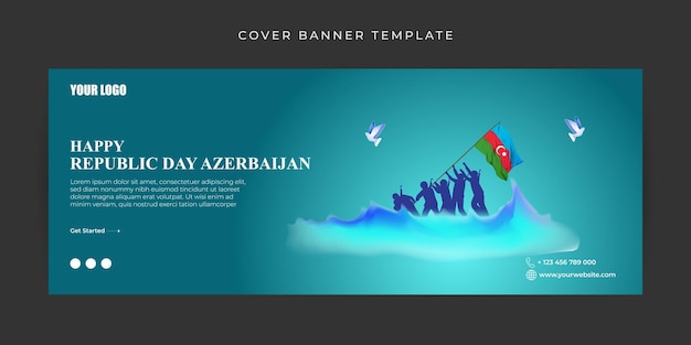 Vector vector illustration of azerbaijan republic day facebook cover banner mockup template