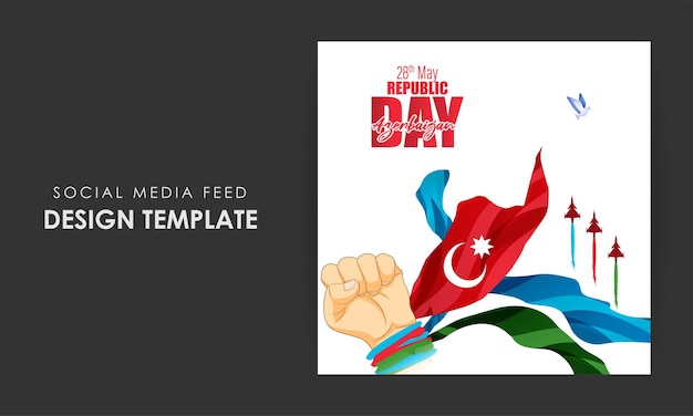 Vector illustration of Azerbaijan Republic Day social media story feed mockup template