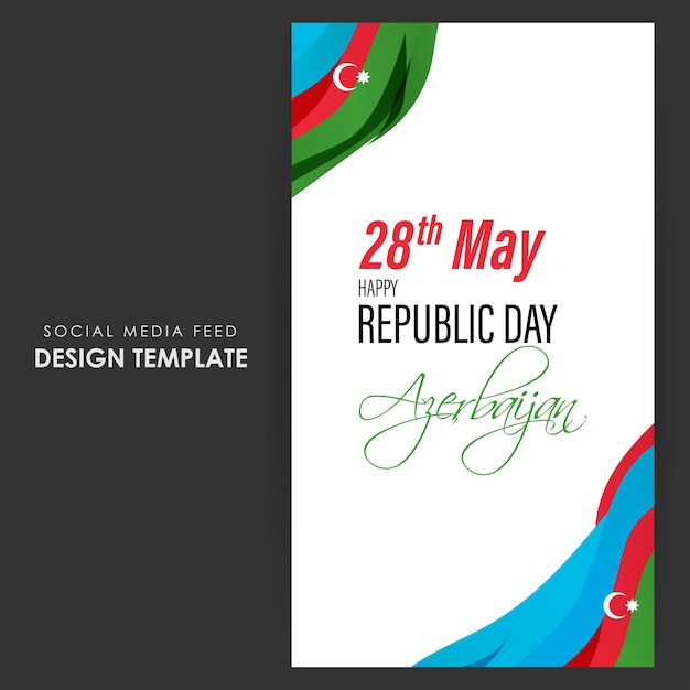 Vector illustration of Azerbaijan Republic Day social media story feed mockup template