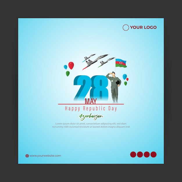 Vector illustration of Azerbaijan Republic Day social media story feed mockup template