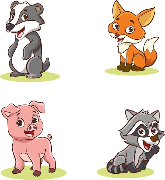 vector illustration of baby animals