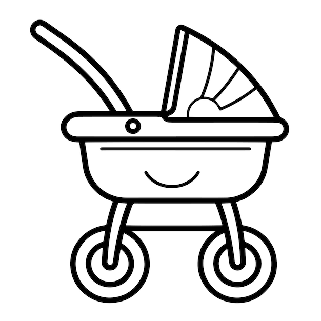 Vector vector illustration of a baby stroller outline icon ideal for childcare projects