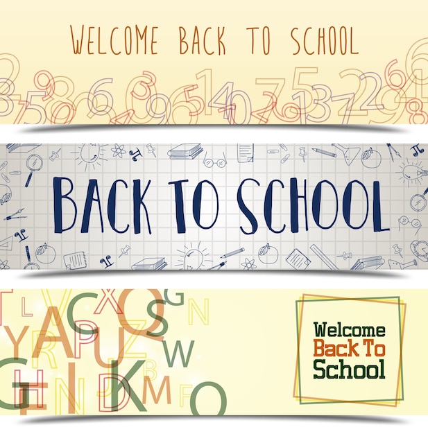 Vector illustration of back to school banner set