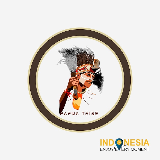 Vector illustration of the badge of the Asmat tribe in Papua