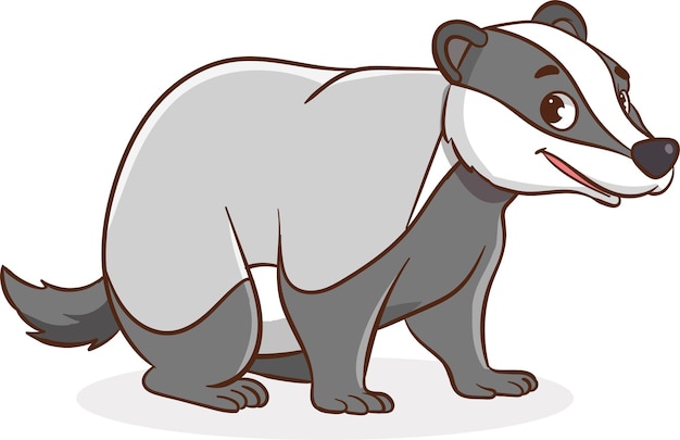 Vector illustration of a badger on a white background Cartoon style
