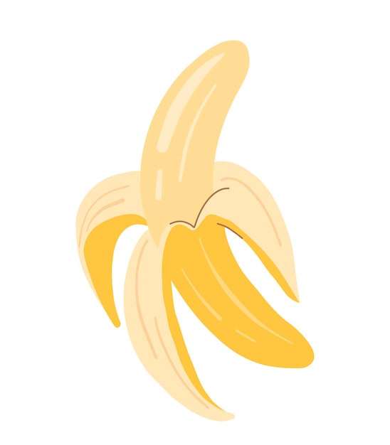 ベクトル ベクターイラスト バナナ半分むいたバナナ