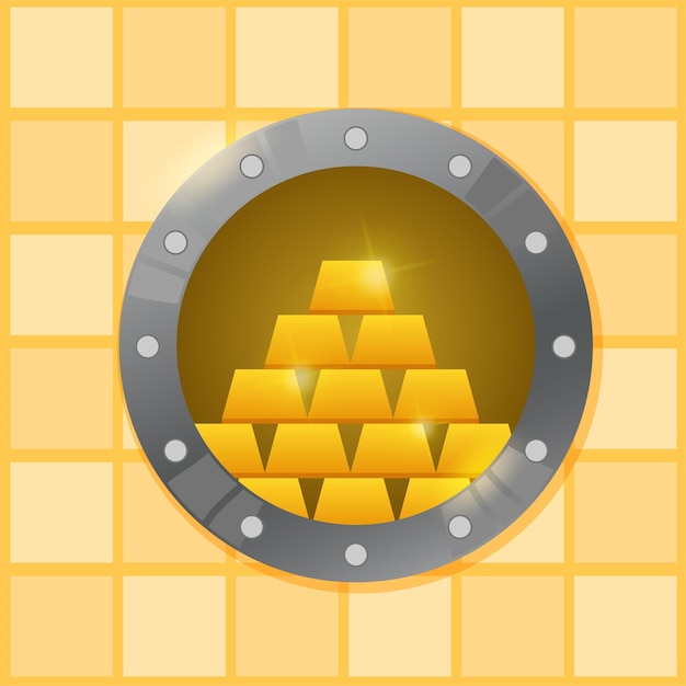 Vector illustration of bank vault gold bricks