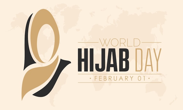 Concetto di modello di progettazione di banner di illustrazione vettoriale della giornata mondiale dell'hijab osservata il 1° febbraio