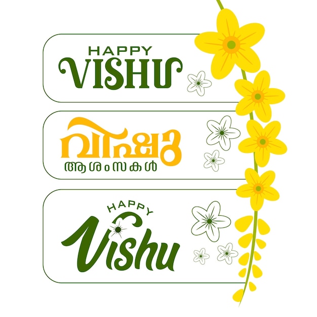 Vector illustration of a Banner for Happy Vishu Typography Design