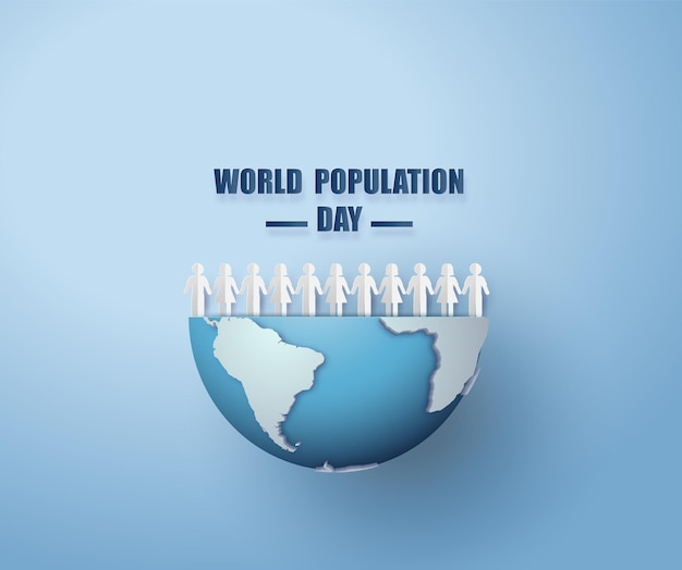 Vector illustration,banner or poster of world population day.paper cut style