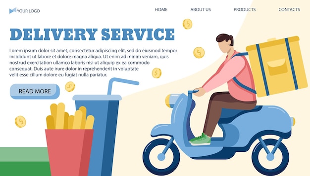 Vector illustration banner template for delivery service in a flat style