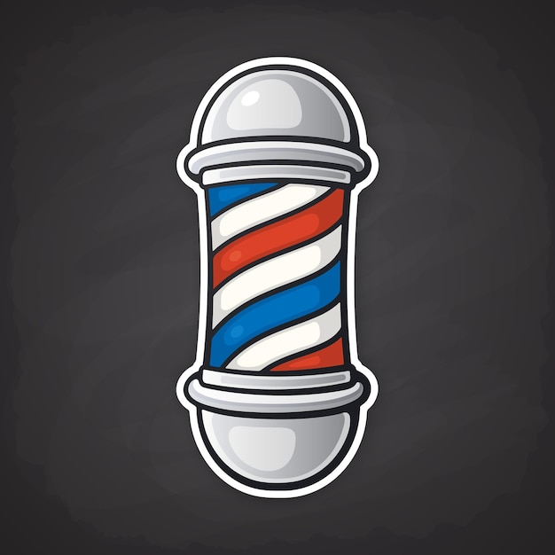 Illustrazione vettoriale palo da barbiere con spirale rossa e blu simbolo di barbieri retrò