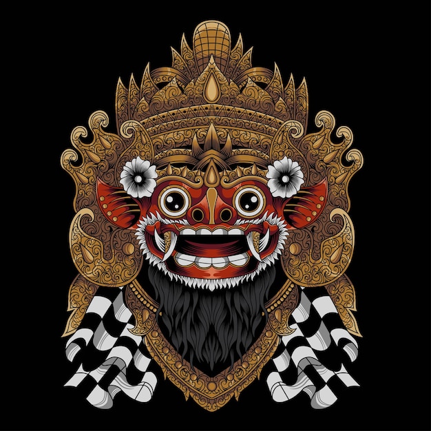 Vettore illustrazione vettoriale della maschera di barong bali