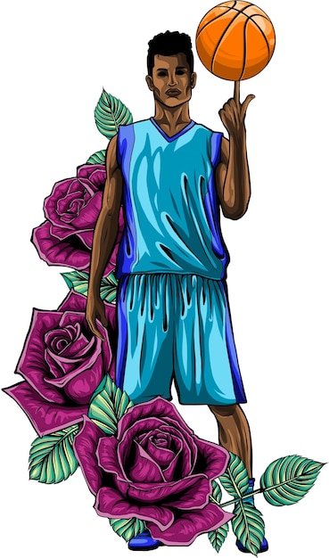 Vettore illustrazione vettoriale di palla giocatore di basket