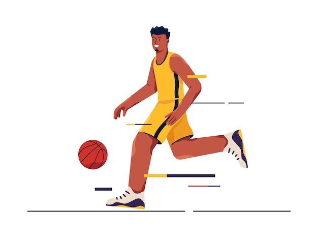 Vector illustration of a basketball player in motion