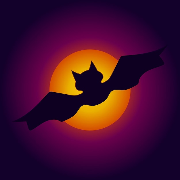 Vector illustration bat at night