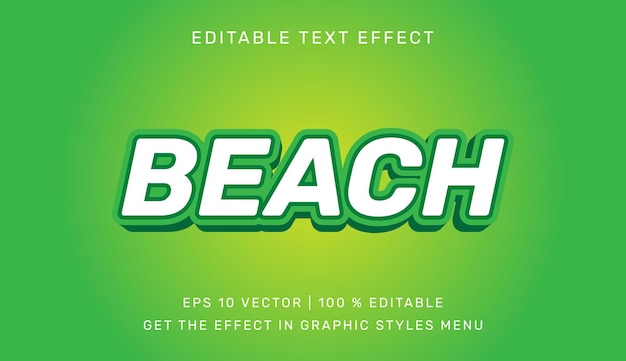 Vector illustration of beach 3d editable text effect template