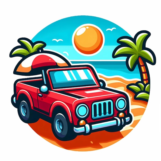 Vector illustration of beach car