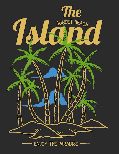 Vector vector illustration of beach tropical island