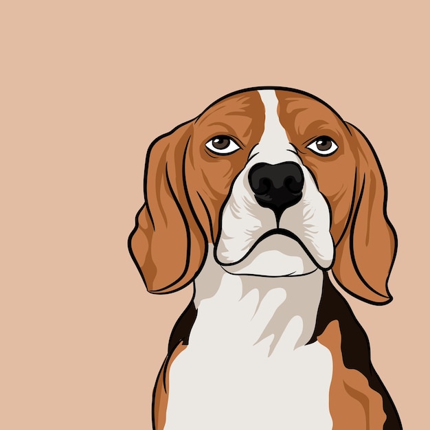 Vector illustration of beagle dog sitting on ground.