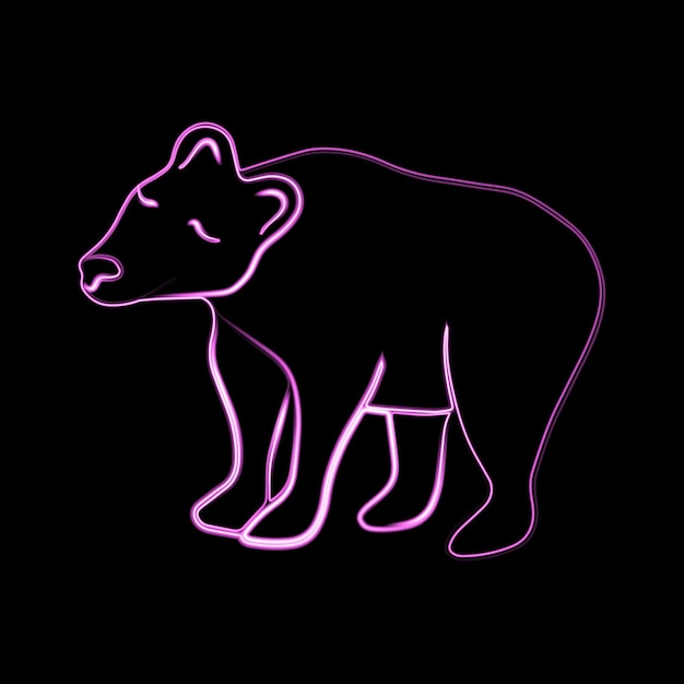 Vector vector illustration of bear with neon effect.