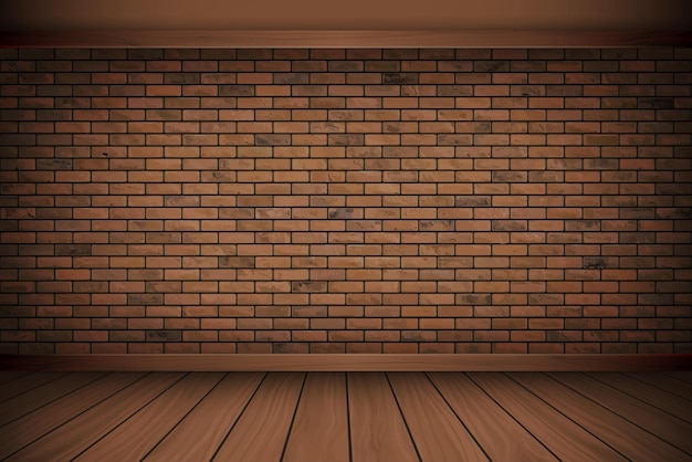 Vector Illustration beautiful brown block brick wall and Wood Floor vintage alignment Texture Pattern Background.