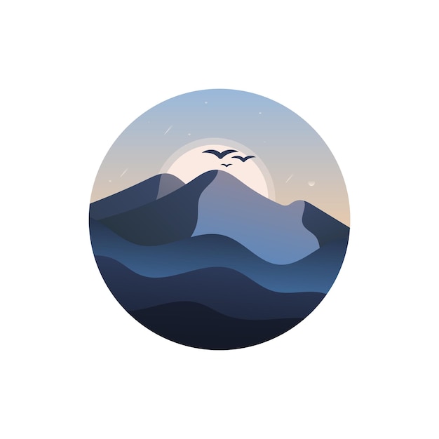 Vector illustration of a beautiful dark blue mountain landscape