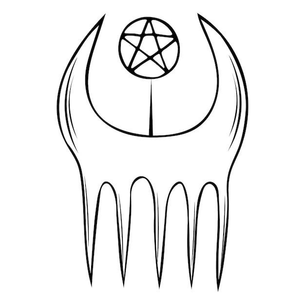 Векторная иллюстрация герба красивых ведьм с изображением пентакля