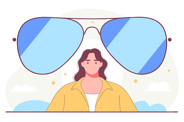 Vector illustration of a beautiful young woman in sunglasses