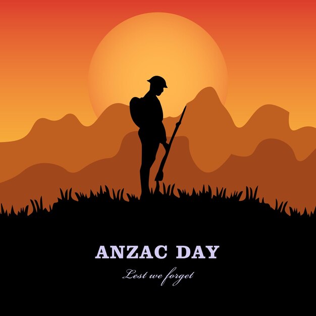 Vector illustration of beauty landscape.Remembrance day symbol. Lest we forget. Anzac day background