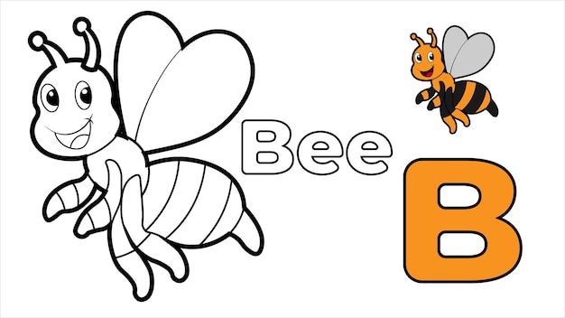 Vector illustration of bee. Good for children coloring book