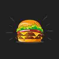 Vector vector illustration of beef burger and cheese