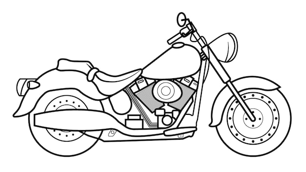 Vector illustration of big motorcycle for coloring book or page. Good for kids.