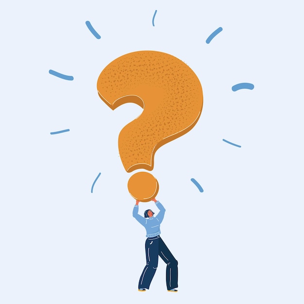 Vector illustration of big Question mark in woman hands