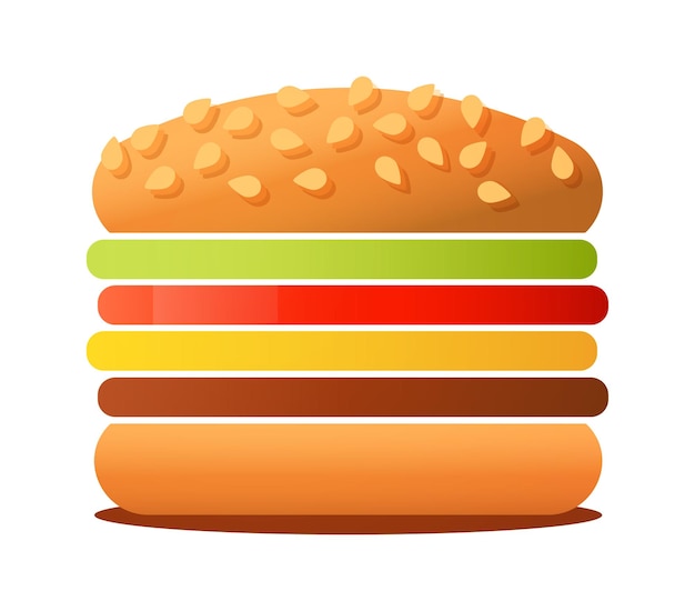 Vector illustration of big tasty burger isolated on white background