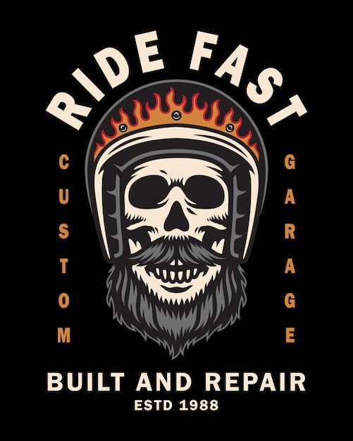 Vector illustration of a biker skull