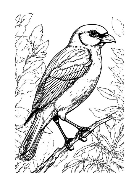 Vector vector illustration of a bird in simple line art style