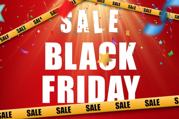 Vector illustration of black friday sale banner on red background