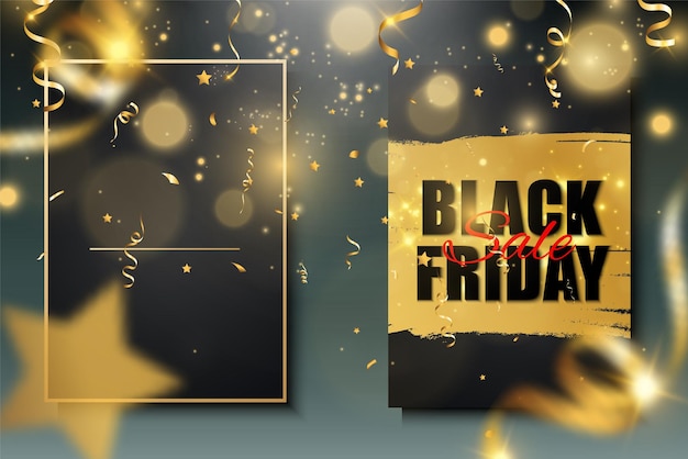 Vettore illustrazione vettoriale del banner di vendita del black friday su sfondo rosso