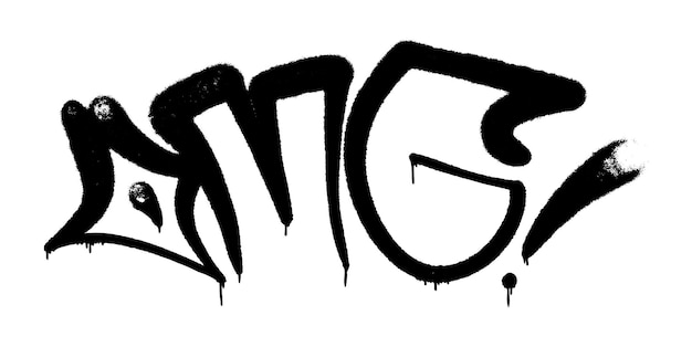 Vector illustration Black graffiti tag omg lettering aerosol can spray paint