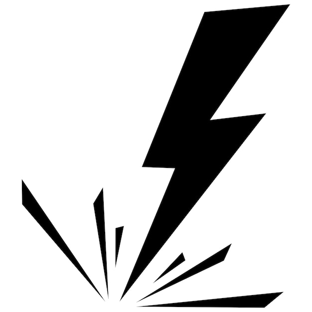 Vector vector illustration of a black lightning bolt on a transparent background