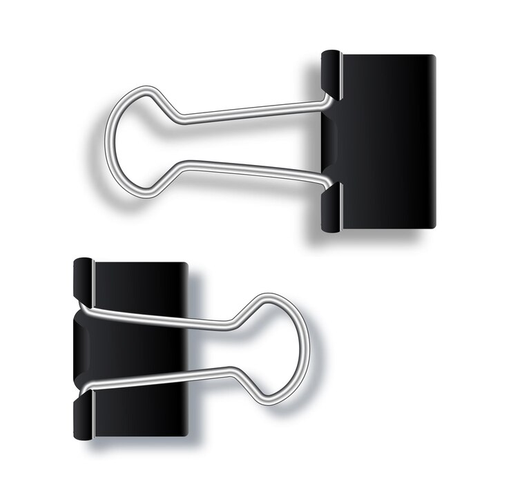 Vector vector illustration for black metal paper clips isolated on white background