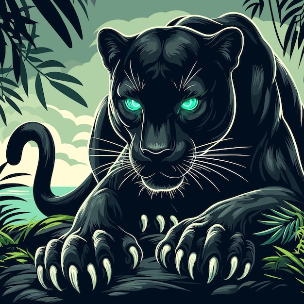 vector illustration of a black panther