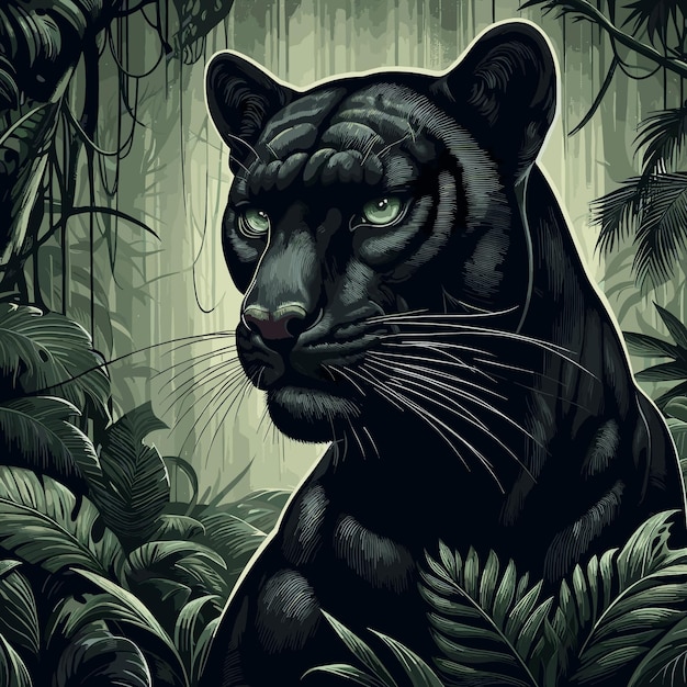 vector illustration of a black panther