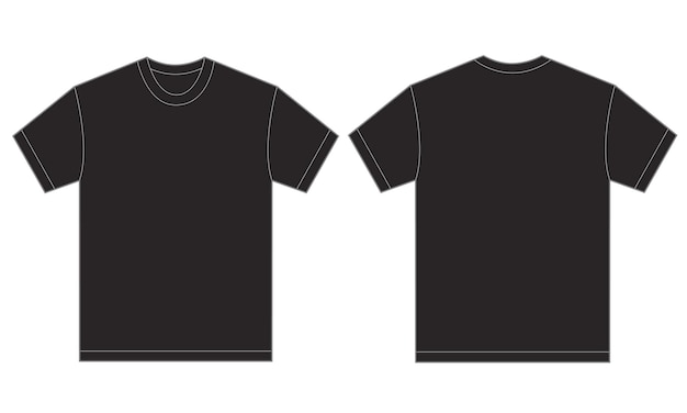 Vettore illustrazione vettoriale del modello di design anteriore e posteriore isolato della camicia nera per uomini
