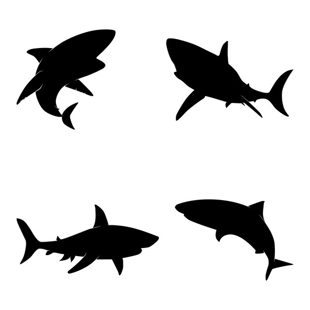 Vector vector illustration of a black silhouette shark